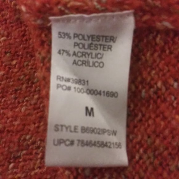 Democracy women's size M orange multicolored cardigan sweater with gray trim - Picture 12 of 14